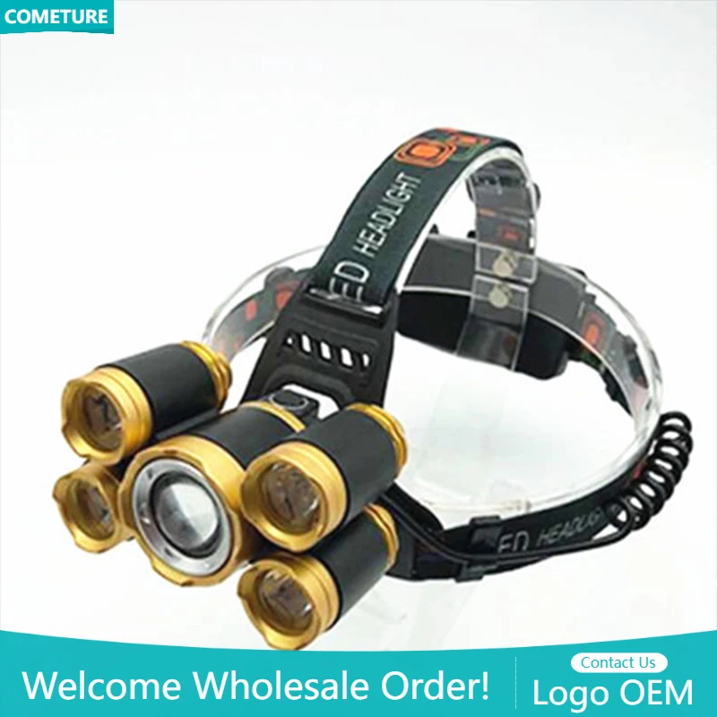 Power Tools Zoom - Latarka czołowa 5LED T6 Latarka z